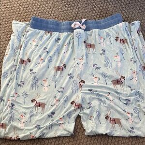 Men's Light Blue Reindeer and Snowman Joggers